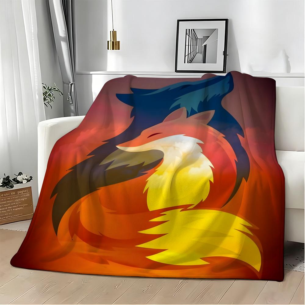 Cute Cartoon fox Throw Lightweight 240g Flannel Blanket Soft Skin-friendly for Summer Cooling