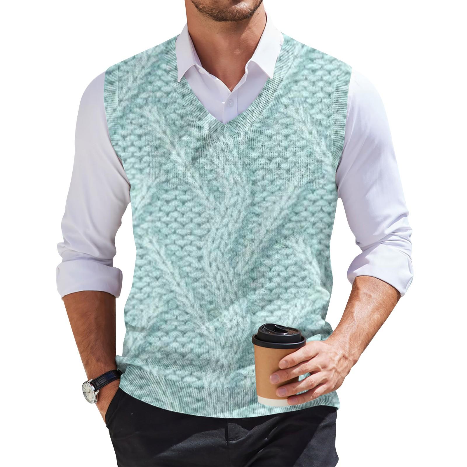 

Мужская мода принтованный жилет с V-образным вырезом без рукавов трикотажный пуловер S белый