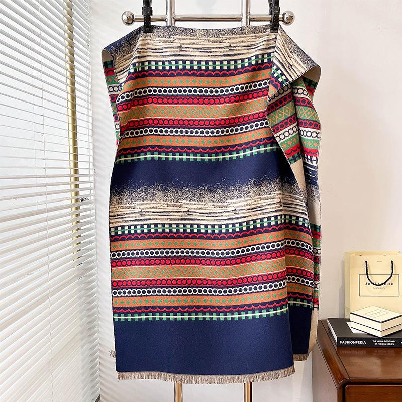 Tassels Thickened Scarfs In Autumn And Winter, With A Loose Shawl, A Sense Of Luxury, A Travel Cape Woman