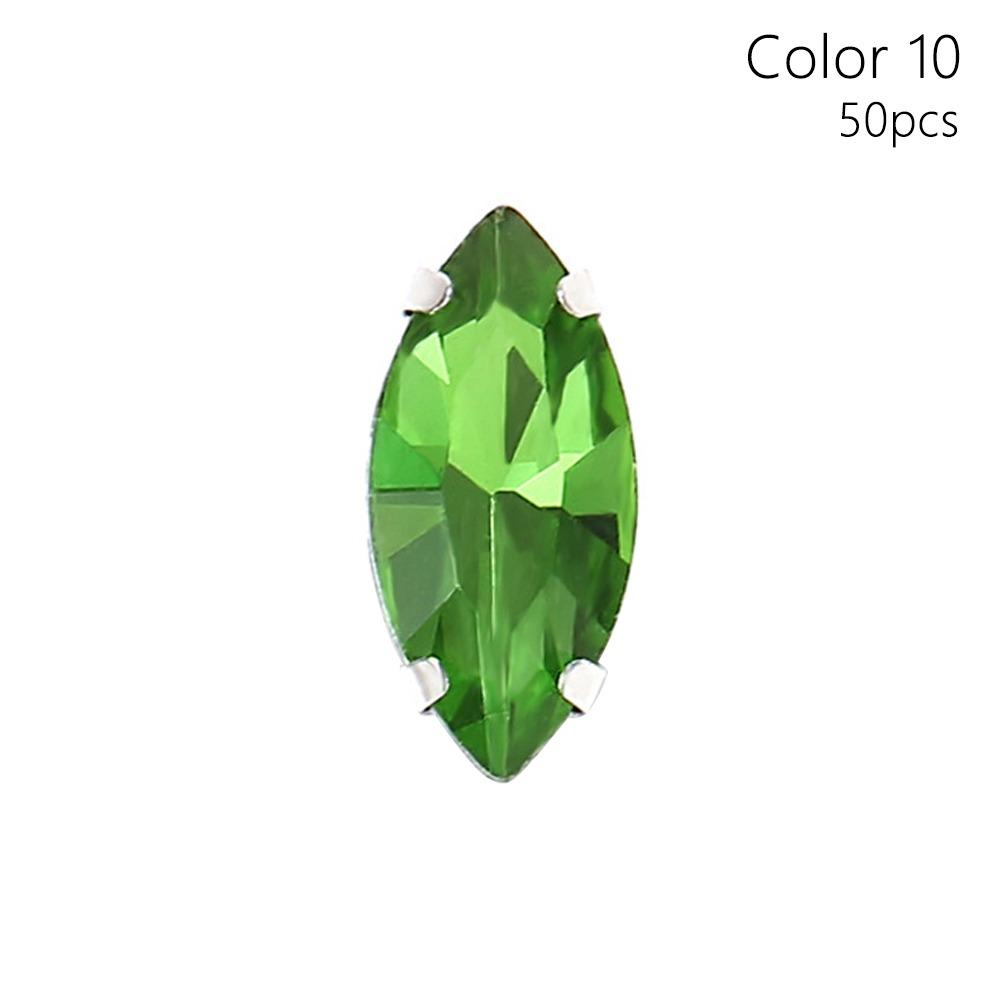 50Pcs/Pack Sew On Glass Crystal Stones With Silver Claw Diamond Beads Ornament  For Needlework