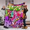 Graffiti Print Blanket Soft Comfortable All Seasons Suitable Sofa Office Nap Travel Birthday Gift Christmas Present