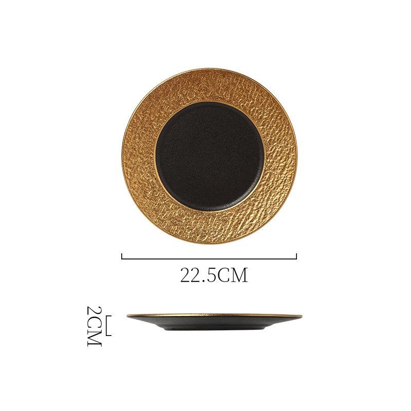 New Black Ceramic Frosted Steak Plate High-End Restaurant High Temperature Resistant Western Food Plate Pasta Plate Japanese Material Sashimi Plate
