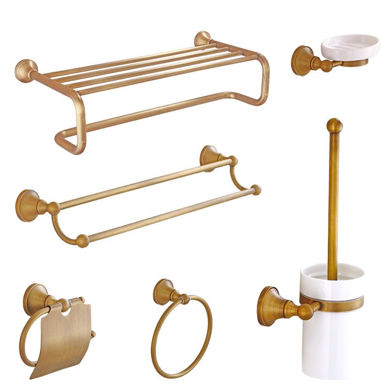 Set di Portasciugamani e Mensola da Bagno in Ottone Antico Stile Europeo
