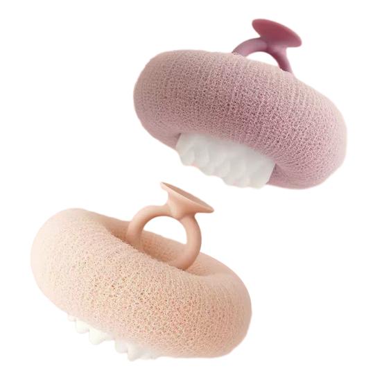 2Pcs Sunflower Bath Brush with Suction Cup Deep Exfoliating Shower Sponge 3D Honeycomb Structure Shower Scrubber
