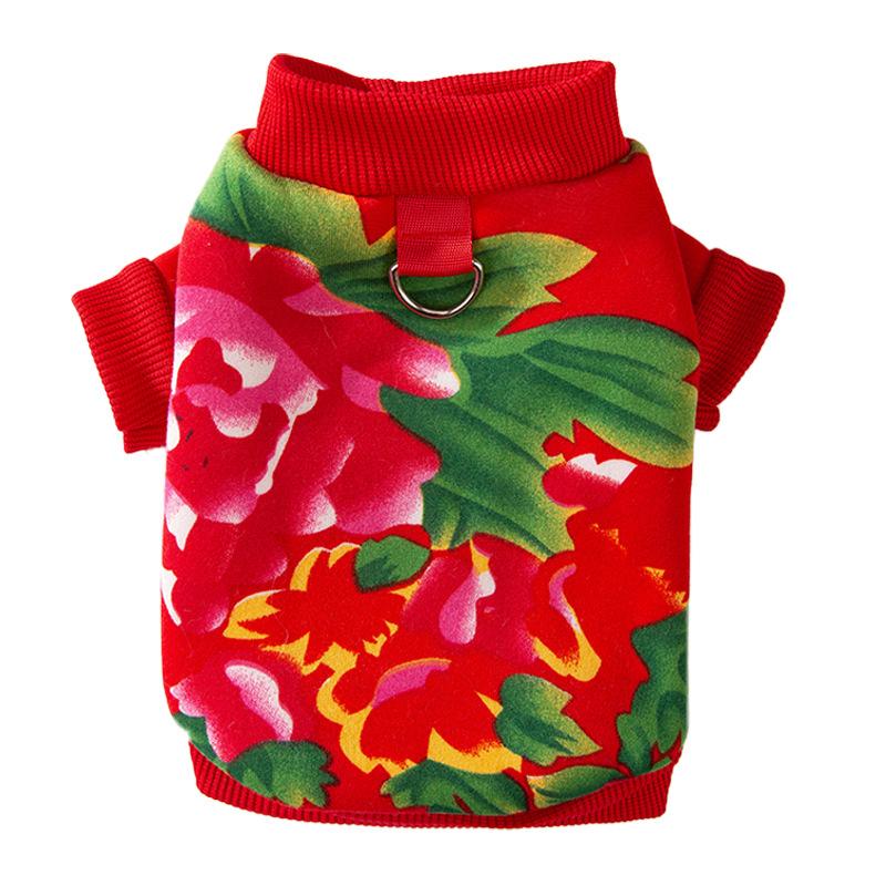 Autumn and Winter Dog Retro Chinese Style Northeast Big Flower Two-legged Sweater Medium and Large Dog Big Dog Pet Golden Retriever Dog Clothes