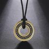 Collier Pendentif Rune Cercle Creux Découpé en Acier Titane Vintage avec Cordon en Cuir