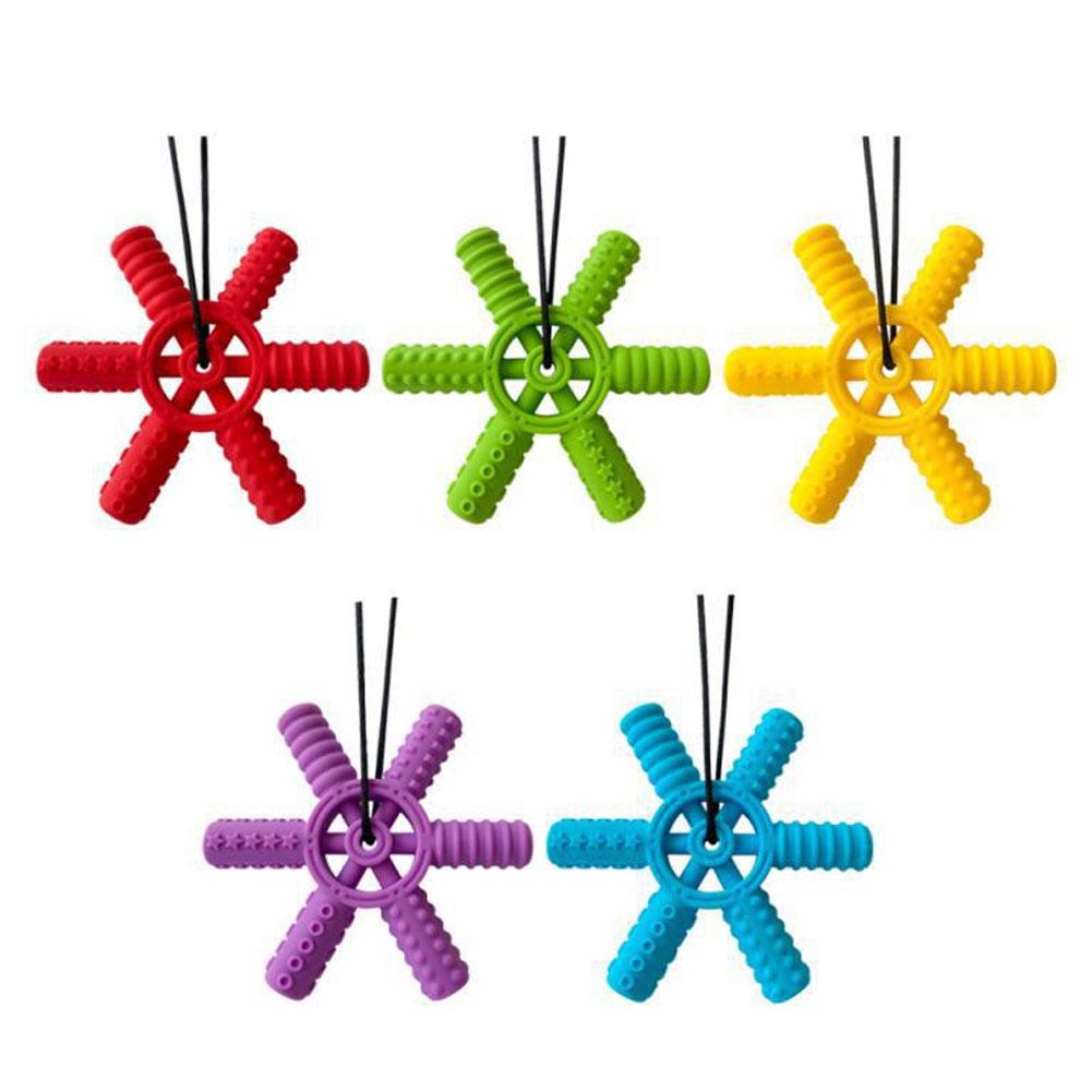 1Pcs BPA Free Silicone Teether Cartoon Sensory Chew Necklace Pendant Oral Motor Chewy Toy Therapy Tools for Kids