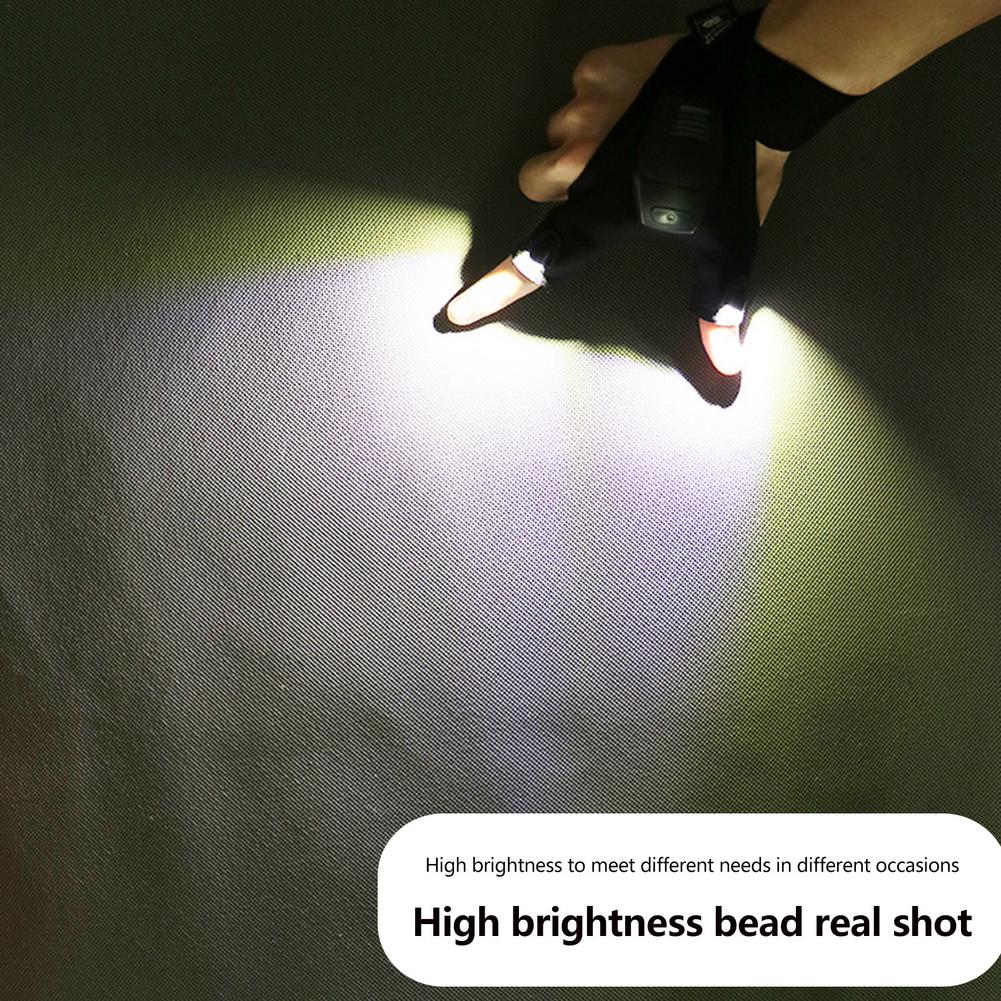 Night Light Waterproof Fishing Gloves with LED Flashlight Rescue Tools Outdoor Gear Cycling Practical Fingerless Gloves