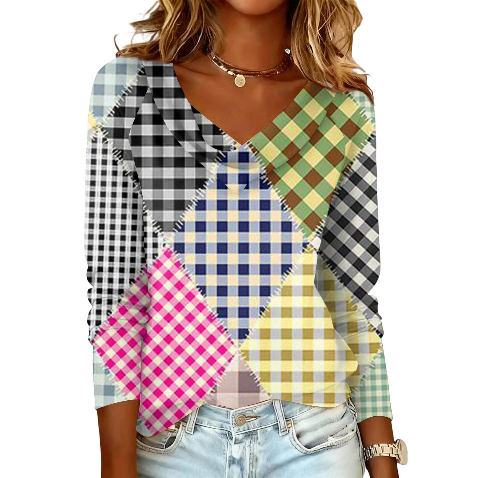 

Женский клетчатый пуловер с длинными рукавами в повседневном и модном стиле L чёрный