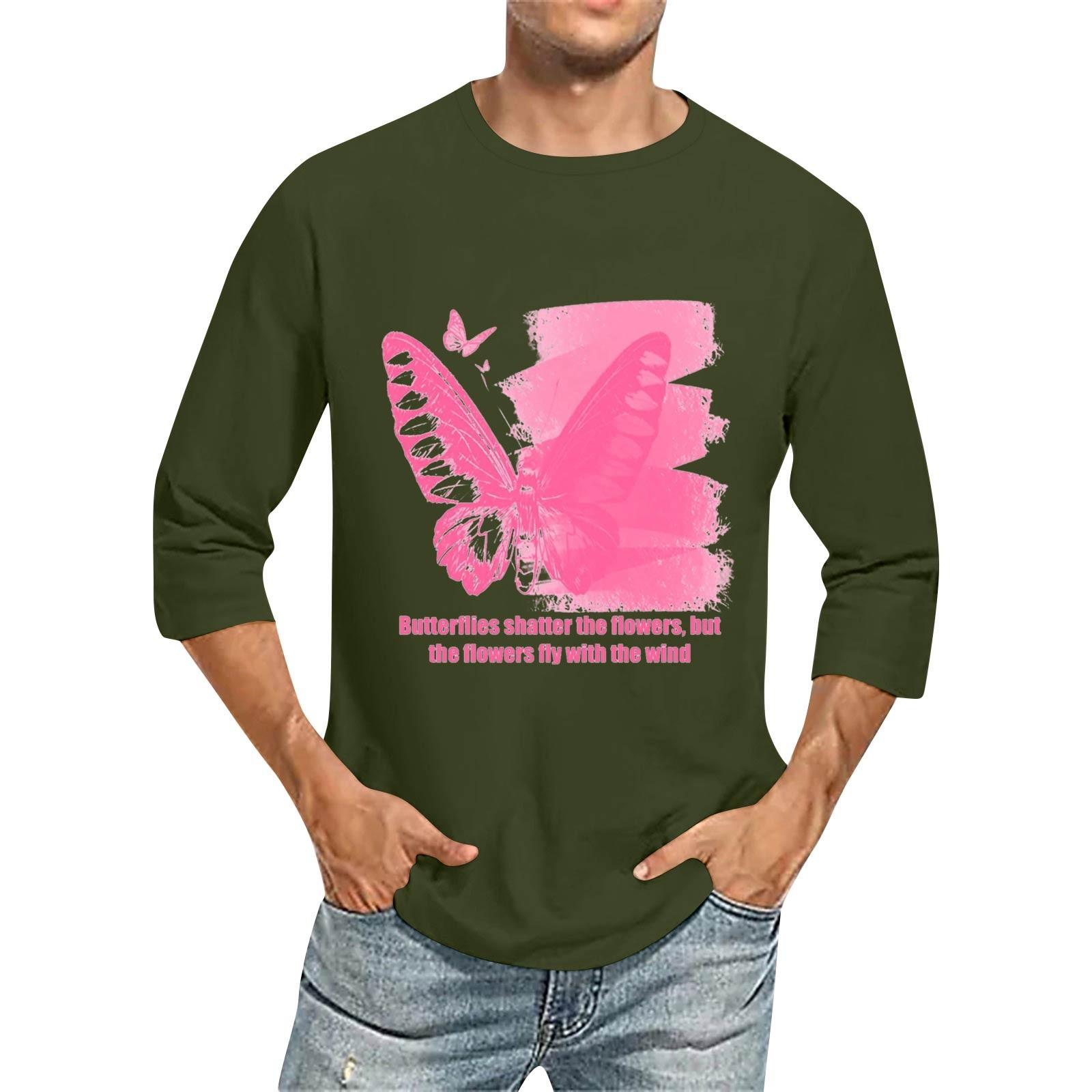 

Мужская модная повседневная футболка с принтом и рукавом семь восьмых, круглым вырезом XL