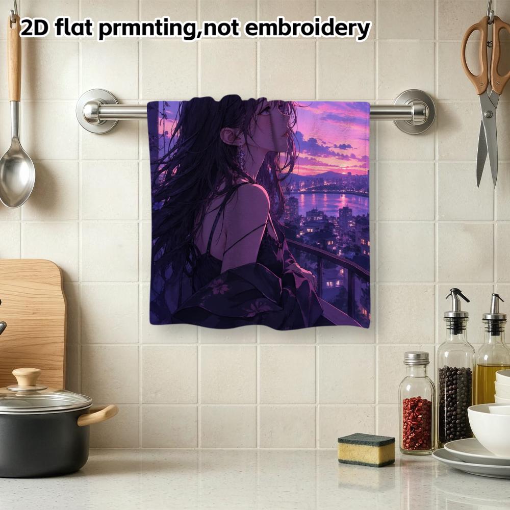 Back View Anime Girl Ultra Soft Absorbent Towel, Quick Dry Daily Use Bath Towel