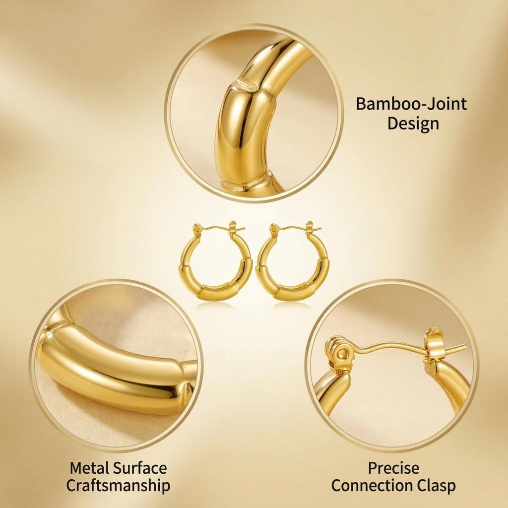 Boucles d'Oreilles en Acier Inoxydable pour Femmes Vintage Luxe Élégant Bijoux en Acier Titane