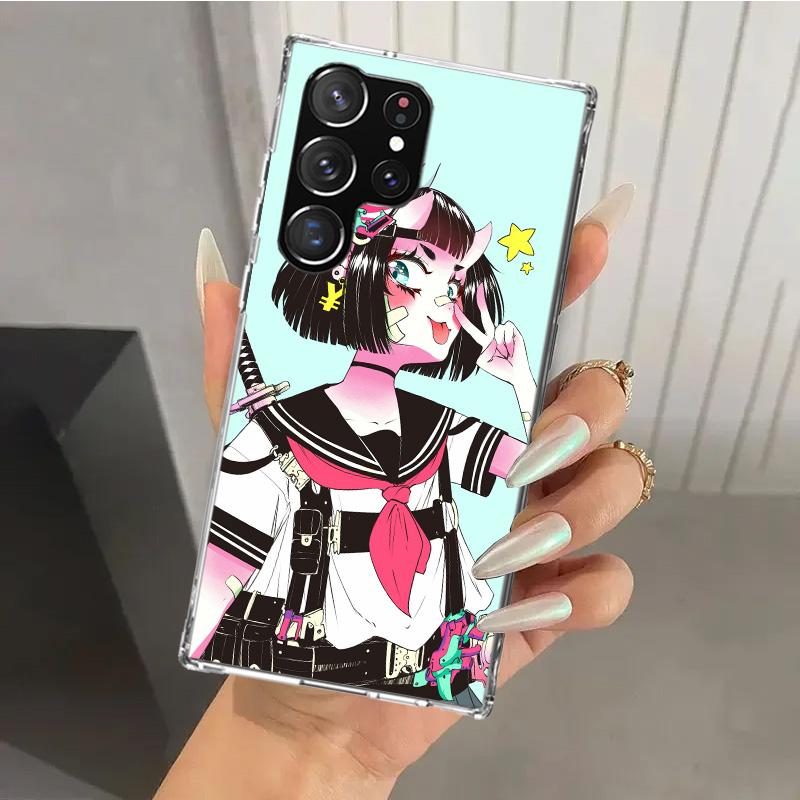 Japanese Style Anime Girl Phone Case for Samsung Galaxy S26 S24 S23 Ultra S25 Edge S22 S21 Plus S20 FE + Soft Print Shell Funda