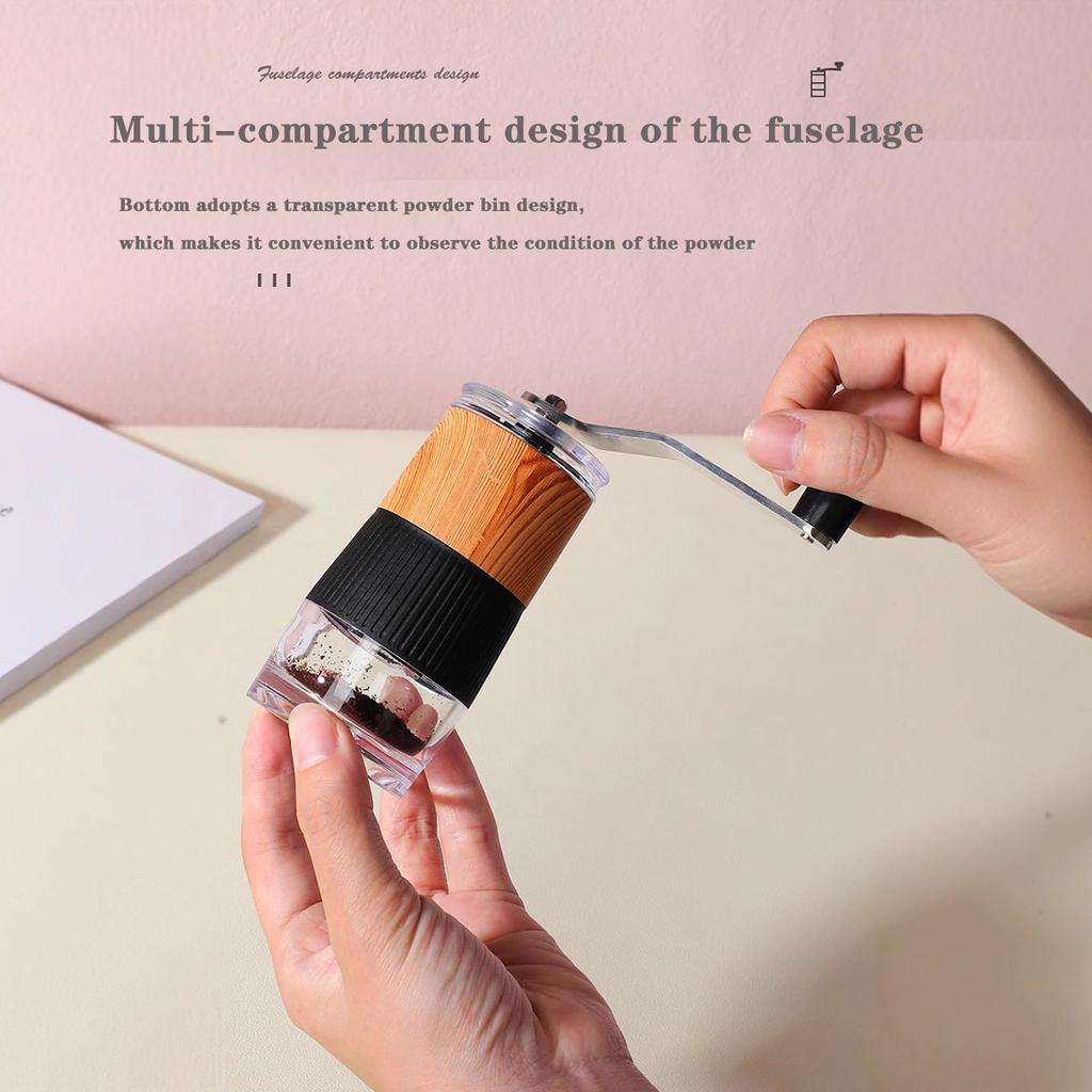 Manual Coffee Grinder with Ceramic Burr Core Adjustable Coarseness Effort-Saving Design Portable Bean Mill for Home/Office