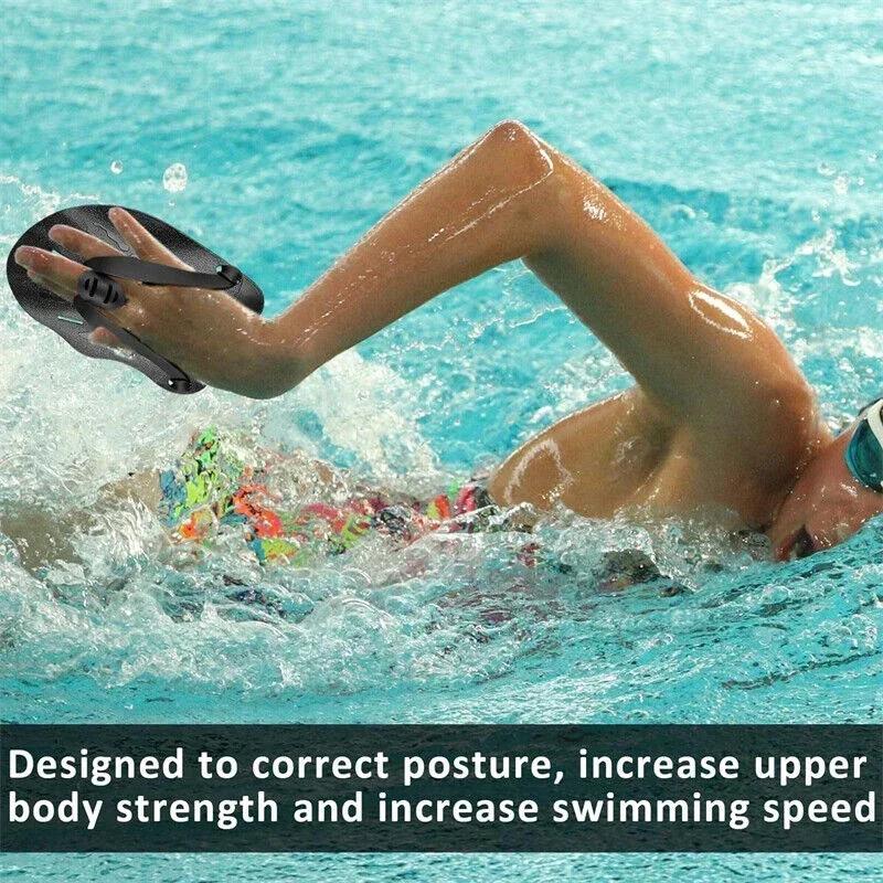 1Pair Silicone Hand Web Protectors - Adjustable Swimming Training Gloves for Adult Men Women, Freestyle Waterproof
