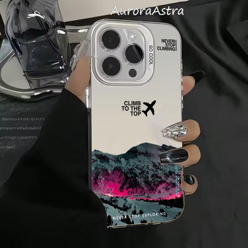 Mountain Peak View Inspirational Quote Phone Case For iPhone 17 Air 16 15 13 12 11 Pro Max Pro Plus Anti-Scratch Bumper Cover