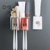 Toothbrush Holder Toothpaste Squeezer Set Simple Installation Wall Mounted Bathroom Toothbrush Holder with Storage Compartments
