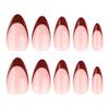 24Pcs French Wine Red Almond Press On Nails Durable Scratch Resistant Manicure Tool For Party Wedding Daily Use