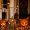 Rustic Farmhouse Fall Decorations 5.5 Ft Giant Light-up Witch Broom, Vintage Twig Broom with String Light, Charming Themed Party Supplies Decoration