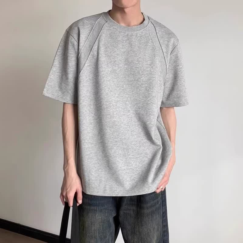 

Корейская версия мягких, высококачественных спортивных и повседневных универсальных эластичных немнущихся свободных мужских модных топов с короткими рукавами, удобная футболка 8XL серый