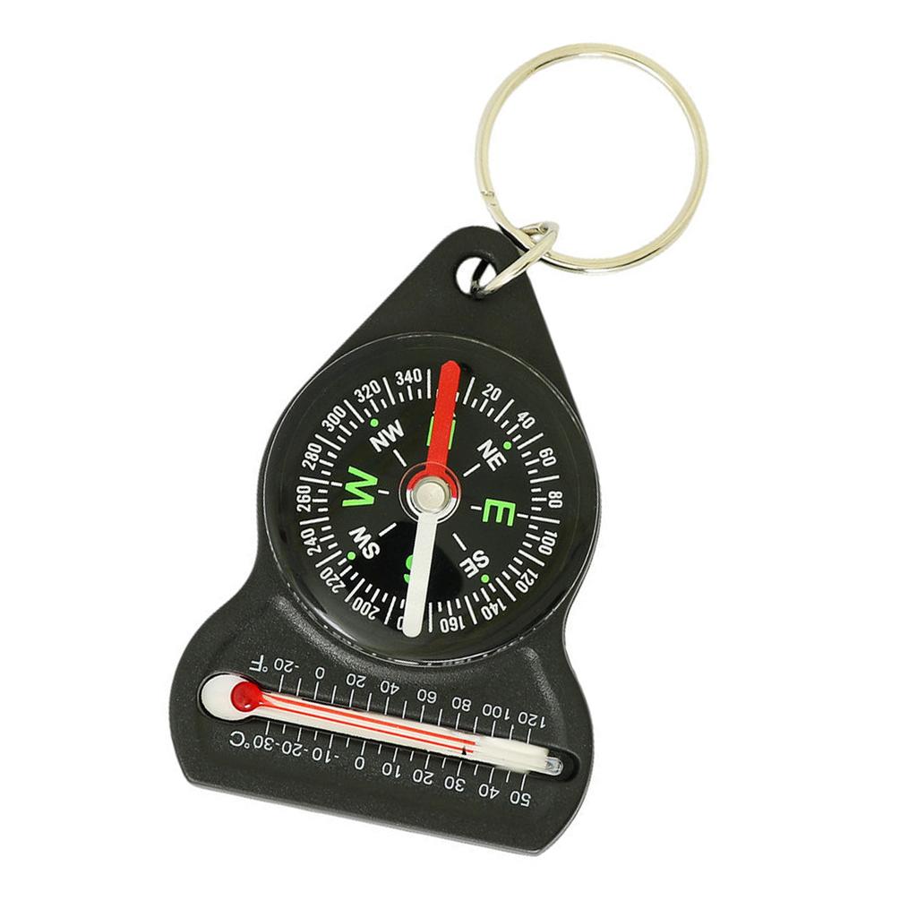 Convenient Compassing Thermometer Temperature Gauge with Keychain Perfect for Outdoor Explorations Reliable Navigation