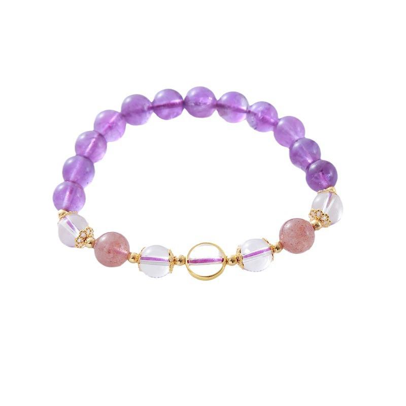 Natural Amethyst Bracelet Strawberry Crystal Bracelet. Bangles Women Fashion Jewelry Accessories Gift