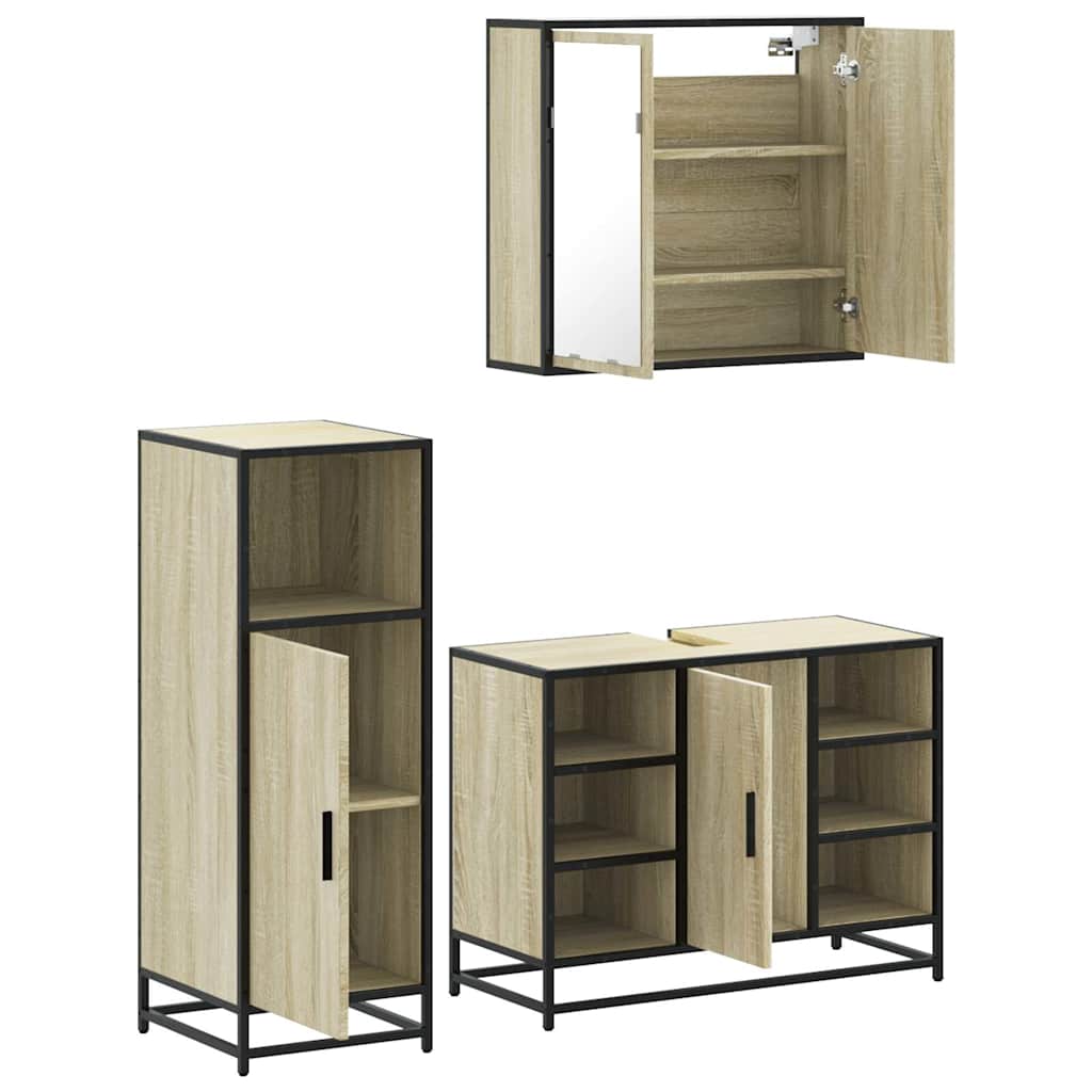 3 piece bathroom furniture set in Sonoma oak melamine faced board