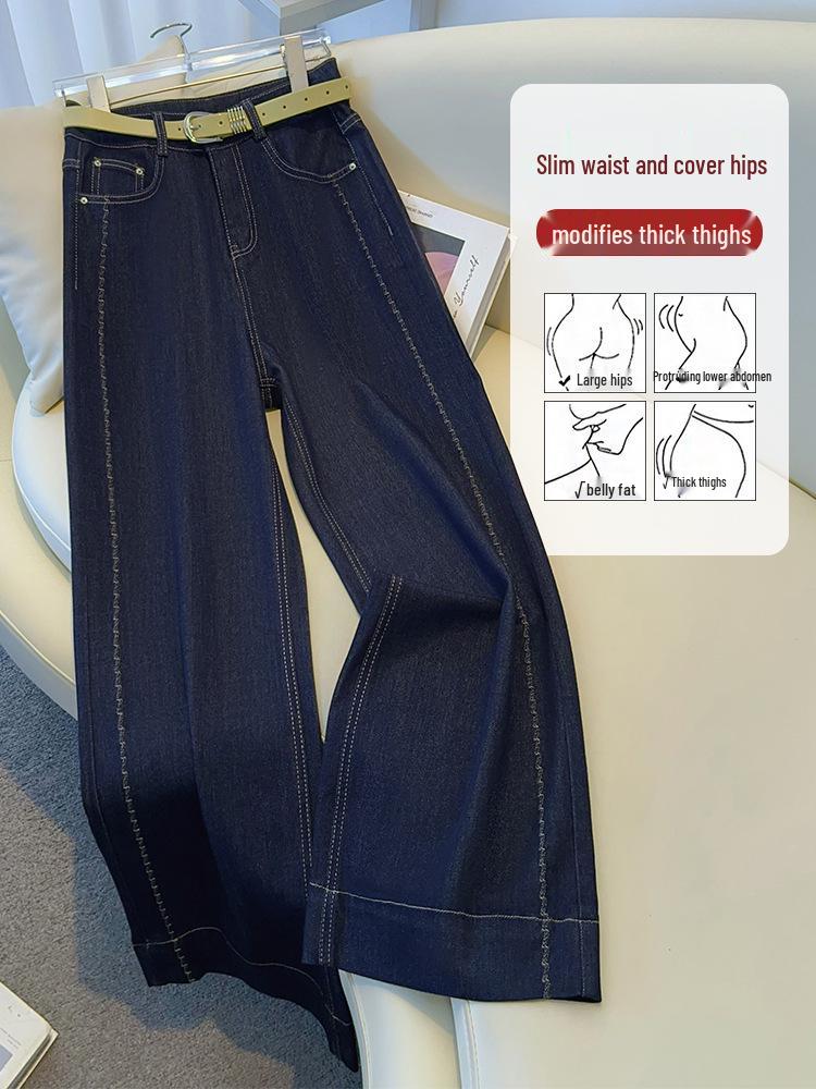 Damen Hellblaue Weitbein-Hose, Hohe Taille, Slim Fit für Birnenform - Frühling/Herbst 2025 Trend