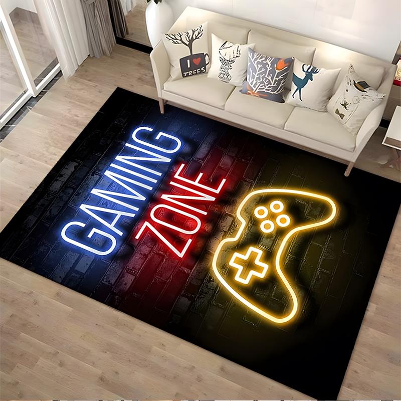 "Gaming Zone Neon Style Carpet with Game Controller Design" Suitable for use as an anti-slip for living room bedroom sofas