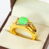 Jade Oval geschliffen Mit 925er Sterlingsilber Vergoldeter Ring Für Herren #B139 JL375671575121