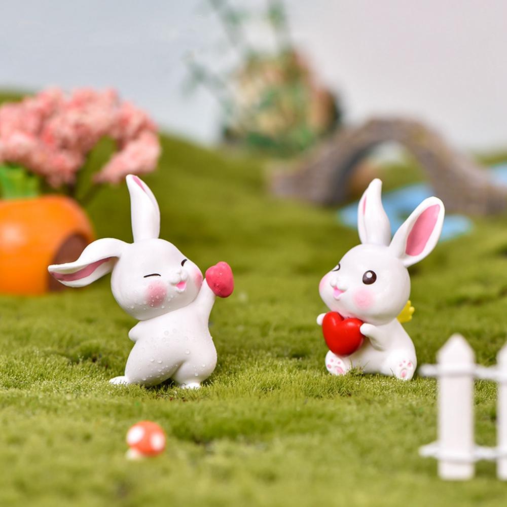 Craft 6PCS/SET Cartoon Model DIY Cute Rabbit Figurine Home Decor Miniatures Micro Landscape