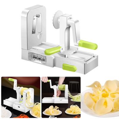 Foldable Food Chopper with Extra Blade Box Hand Crank Vegetable Shredder for Healthy Cucumber Potato Zucchini Noodles