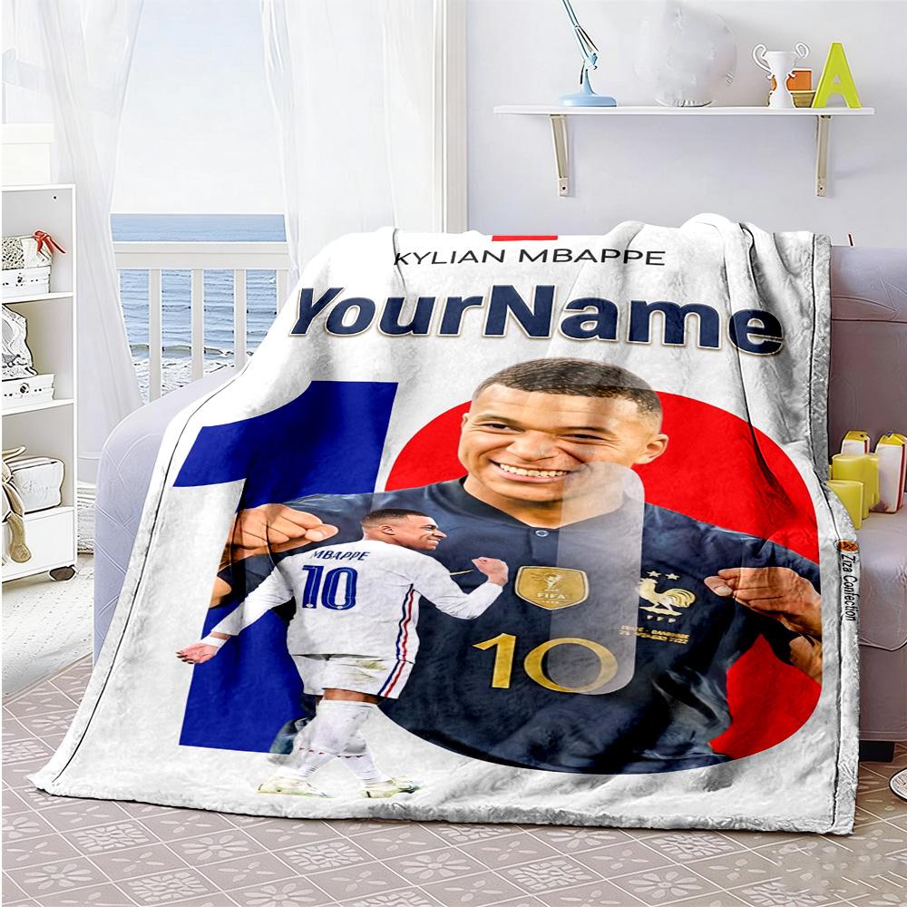Mbappe 275 Personalisierbare Decke Gemütliche Personalisierbare Decke Bequem Geeignet für Sofa Strandstuhl Büro Ganzjahresnutzung