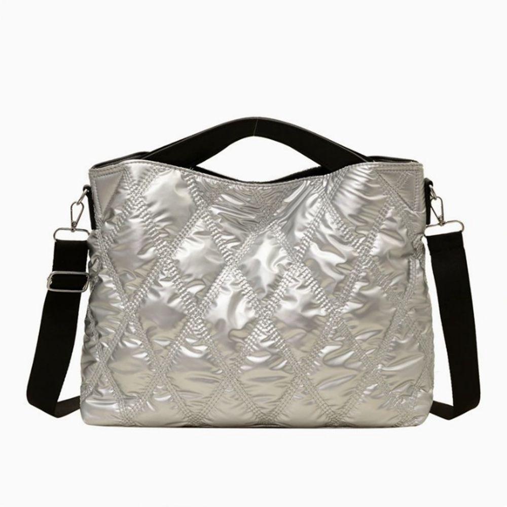 Soft Handle Puffer Rhombus Shoulder Bag Wear Resistant Quilted Patterned Tote Bag  Daily Use