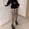 Sexy Dark Punk Fishnet Garters: Japanese Y2K Style Black Silk Stockings