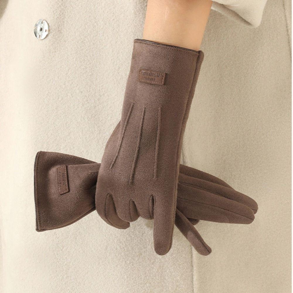 Velvet Winter Cycling Gloves Thick Suede Gloves All-Match Women Mittens  Autumn