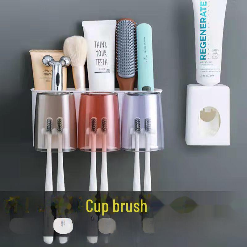 

Набор держателей зубных щеток с настенным выдавливателем зубной пасты и подставкой для хранения стаканчиков