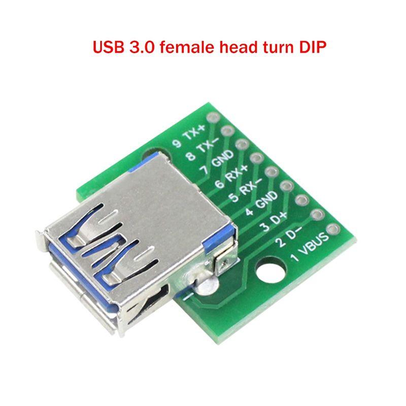 ABJI-1 PCS Usb 3.0 Female To Dip Pin Test Board Usb 3.0 To Dip Power Adapter Board Module Usb 3.0 Adapter Board Converter Green