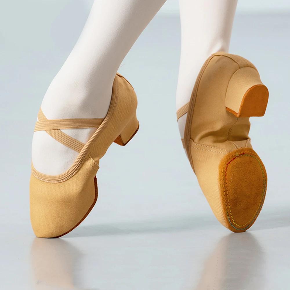 

Классические танцевальные тренировки Женские танцевальные туфли Мягкая подошва Ремешок 3,5 см с преподавателем Балетные эластичные танцевальные туфли Оптом 41 света загар
