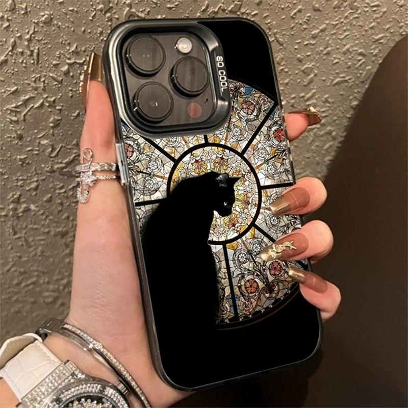 Luxury Castle Black Cat Phone Case for Samsung Galaxy S25 S24 Ultra S23 FE S21 S22 Plus A54 5G A55 A35 A25 A16 A15 A24 A34 Cover