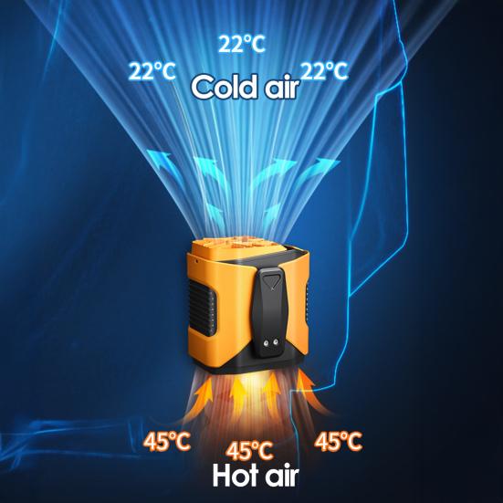 Rechargeable Waist Fan with LED Flashlight Portable Waist Clip Fan with Hanging Rope 100 Gear High Air Volume Cooling Fan for Outdoor Camping Jobsite
