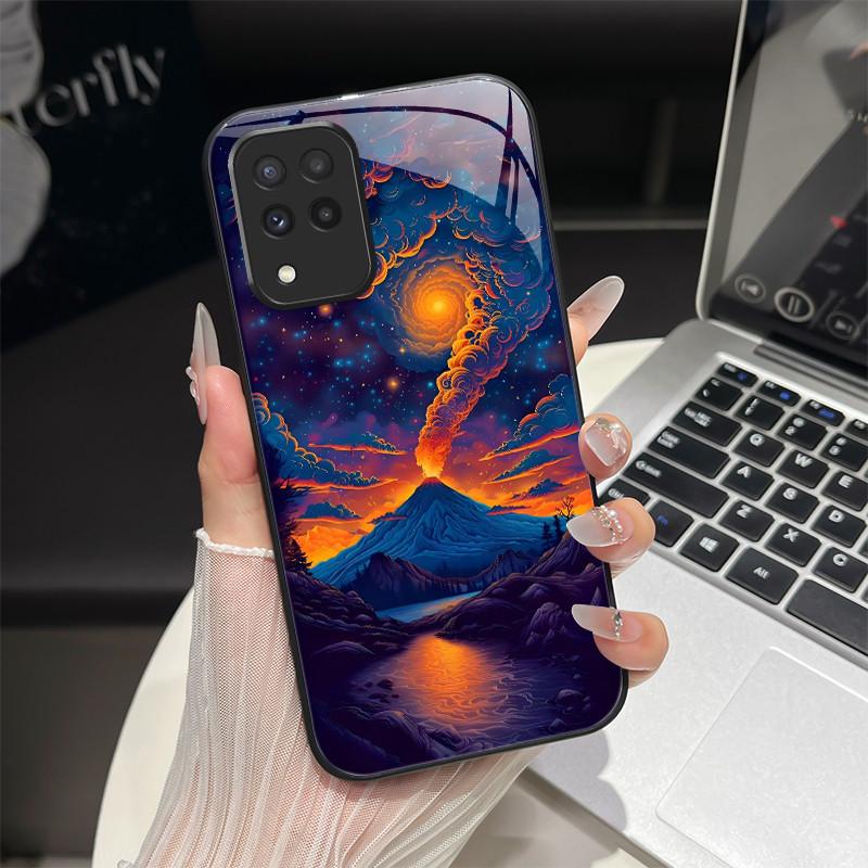 For Samsung M33 M53 Phone Case Trendy Fantasy Design Tempered Glass Hard Bumper For Galaxy M 33 M 53 Full Protection Back Covers
