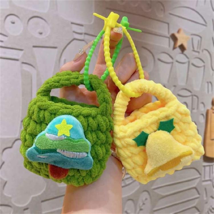Christmas Plush Keychain Wallet Space Knit Earphone Bag Pendant Practical Holiday Accessory