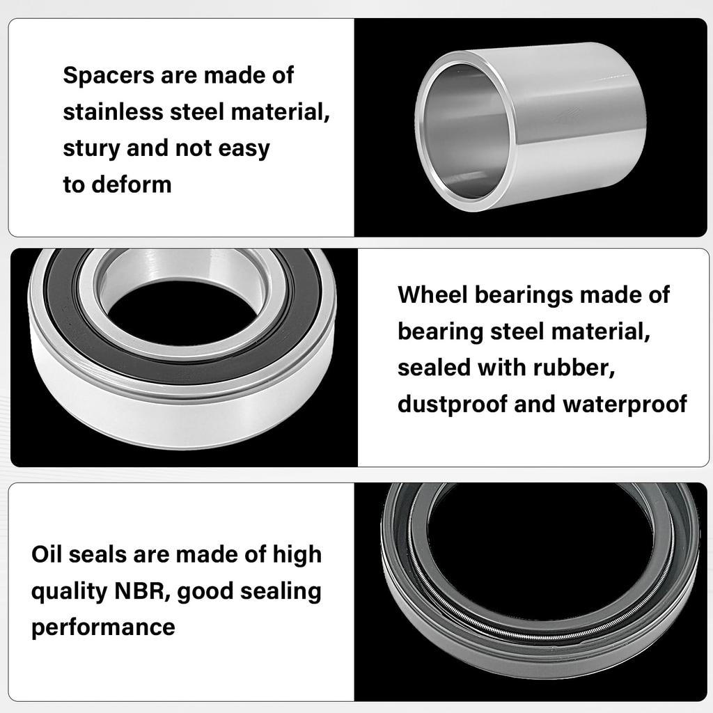 Front Axle Wheel Bearings & Seal Kit Compatible with Mule 2510 3000 3010 4000 4010, Included Spacers Collar & Pin Cotter Kit Replace for 92045-3707