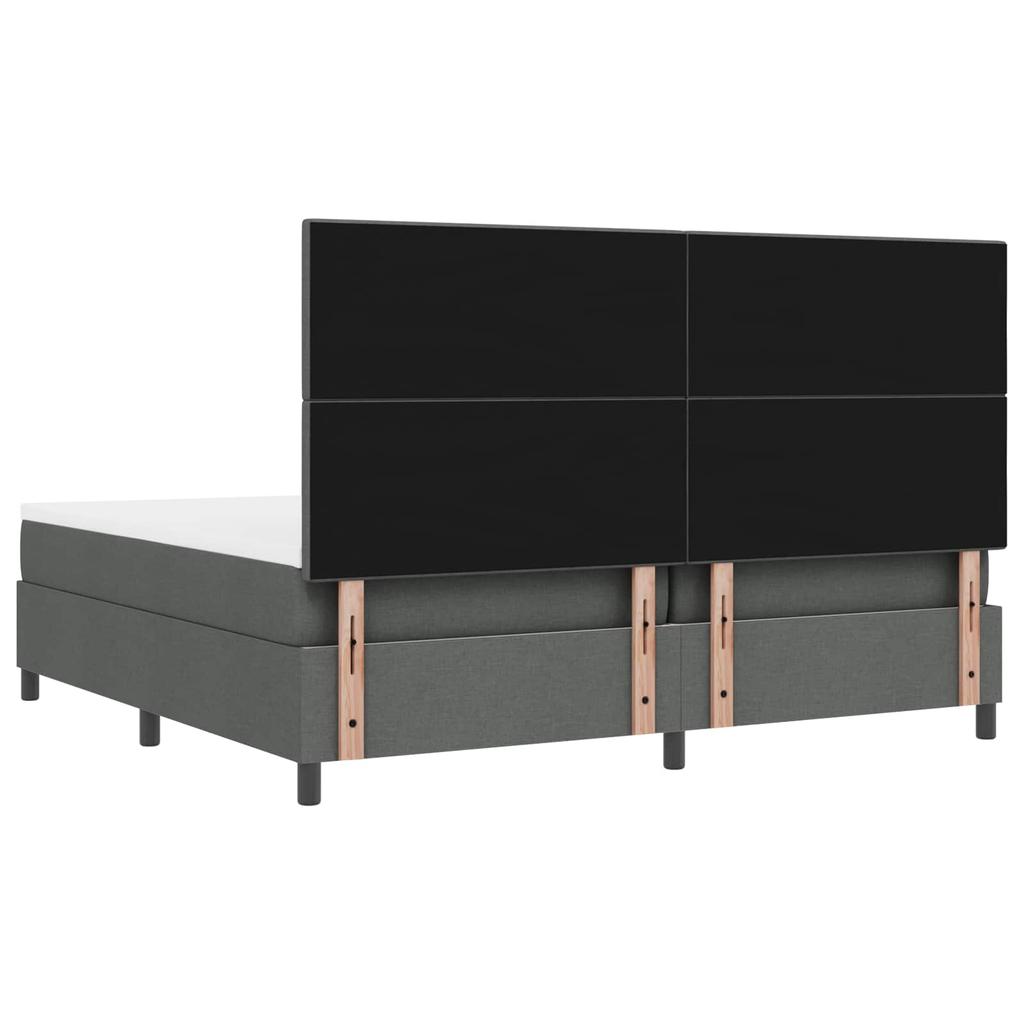Boxspring Bed with Headboard Dark Gray 200 X 200 Cm Fabric