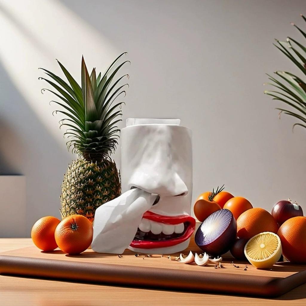 Funny Face Tissue Holder, Quirky Mouth Nose Tissue Box Dispenser, Unique Toilet Paper Holder Novelty Tissue Box Cover for Bathroom Living Room