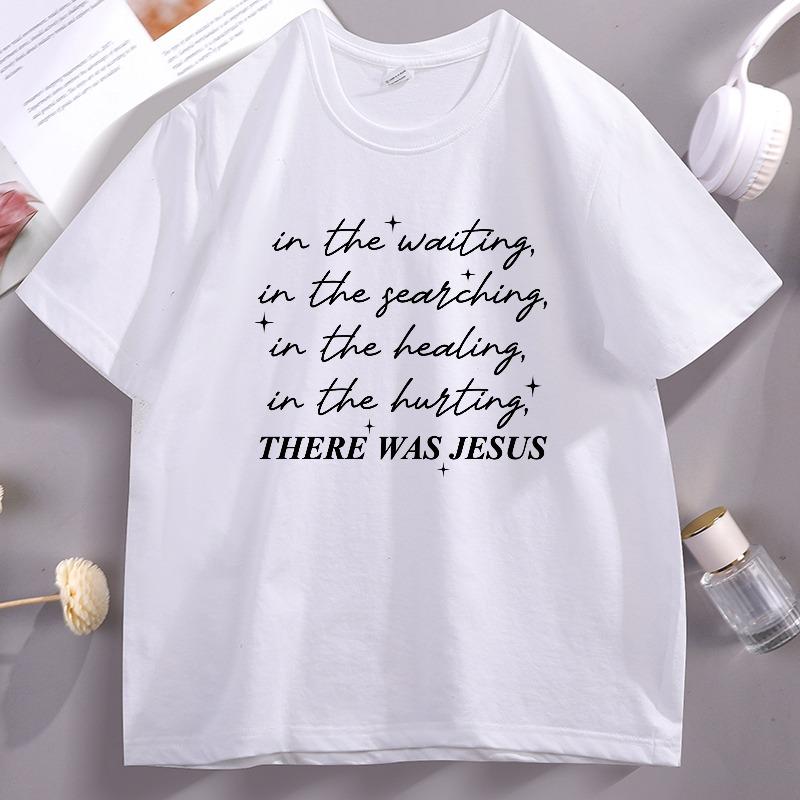 

Boho Christian T Shirt There Was Jesus Tshirt Religious Tee Trendy Faith Outfit T Shirts Casual Cotton Short Sleeve Tees Unisex 4XL