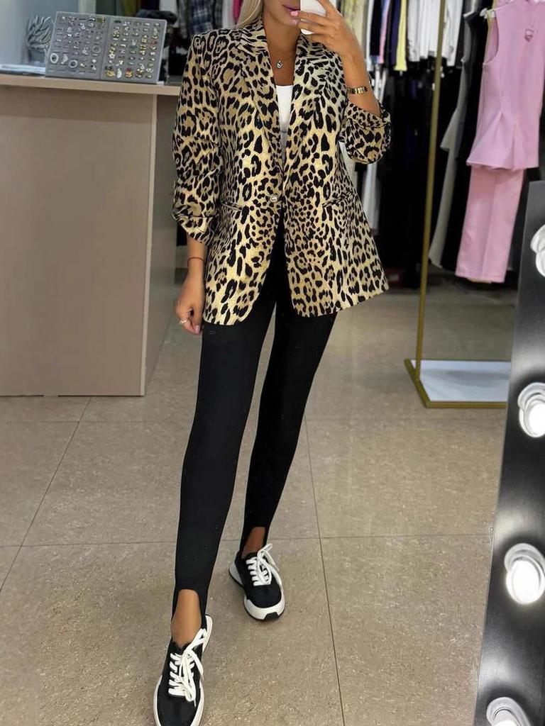 Women's Autumn 2025 Leopard Print Slimming Jacket Suit