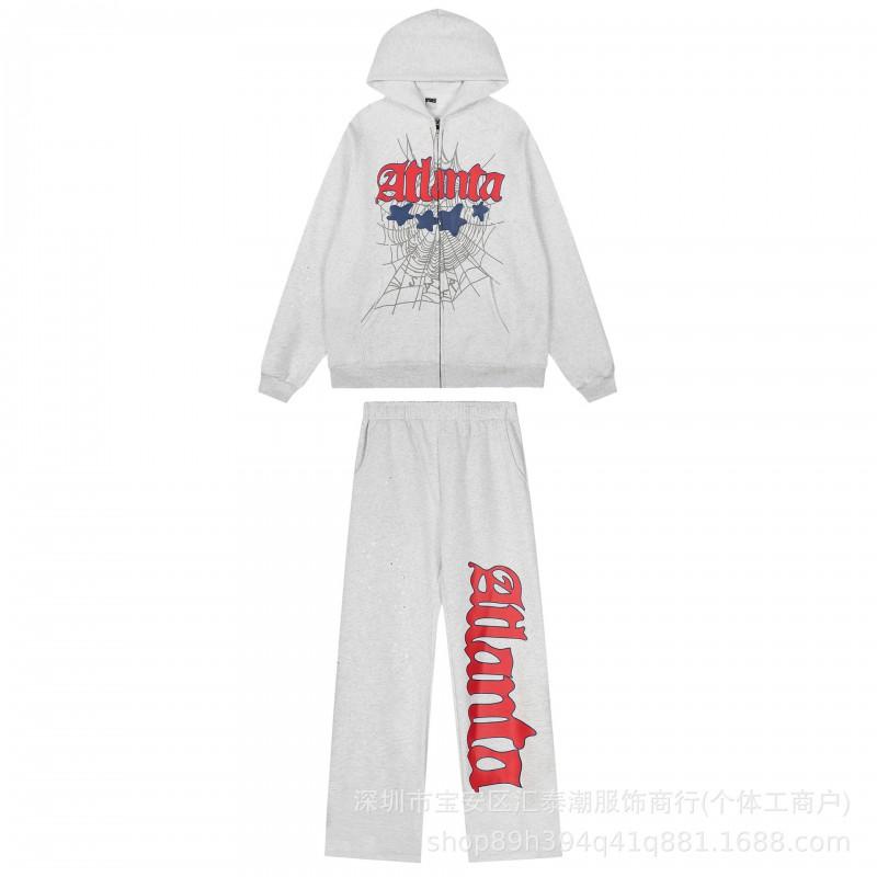 Unisex Oversized Hoodie Jogger Set Streetwear Cotton Fleece Print Loose Fit Winter Apparel