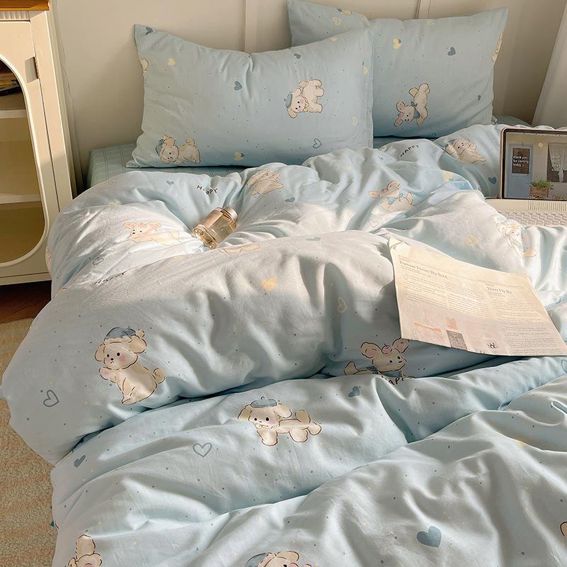 New Pure Cotton Cute Printed Bedding Sets Cartoon Nude Sleeping Skin Friendly Comforter Set Adult Bedsheet Kit for All Seasons